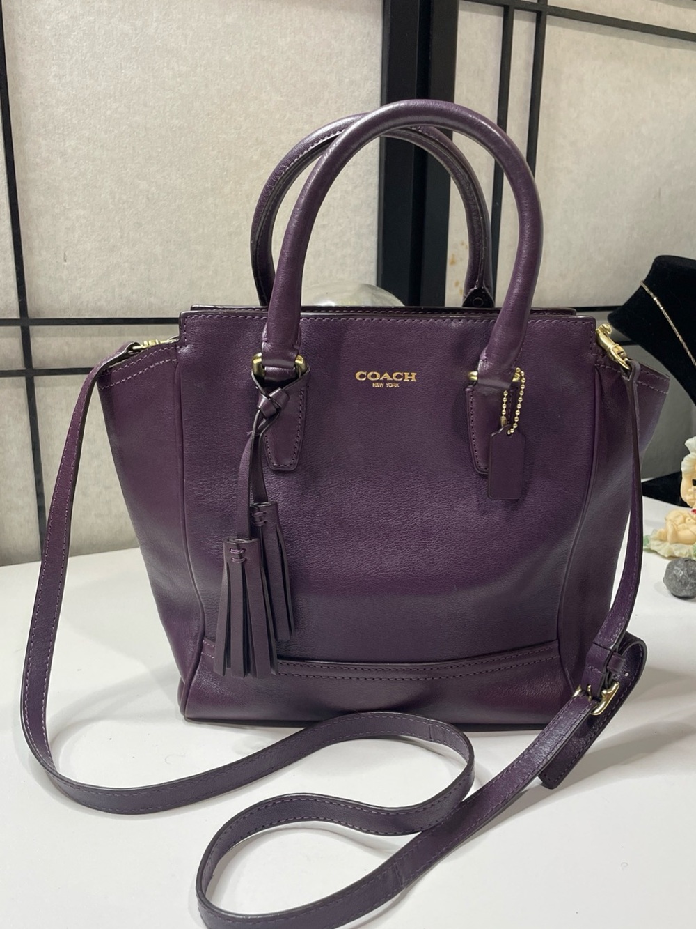 COACH Legacy Mini Tanner Purple Leather Crossbody Satchel Bag #48894